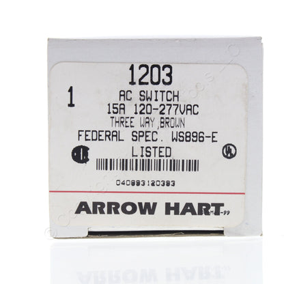 Arrow Hart 1203 Brown Industrial 3-Way Toggle Wall Light Switch 15A 120/277V