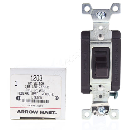 Arrow Hart 1203 Brown Industrial 3-Way Toggle Wall Light Switch 15A 120/277V
