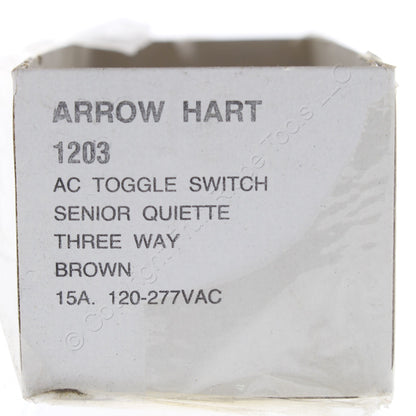 Arrow Hart 1203 Brown Industrial 3-Way Toggle Light Switch 15A Non-Grounding