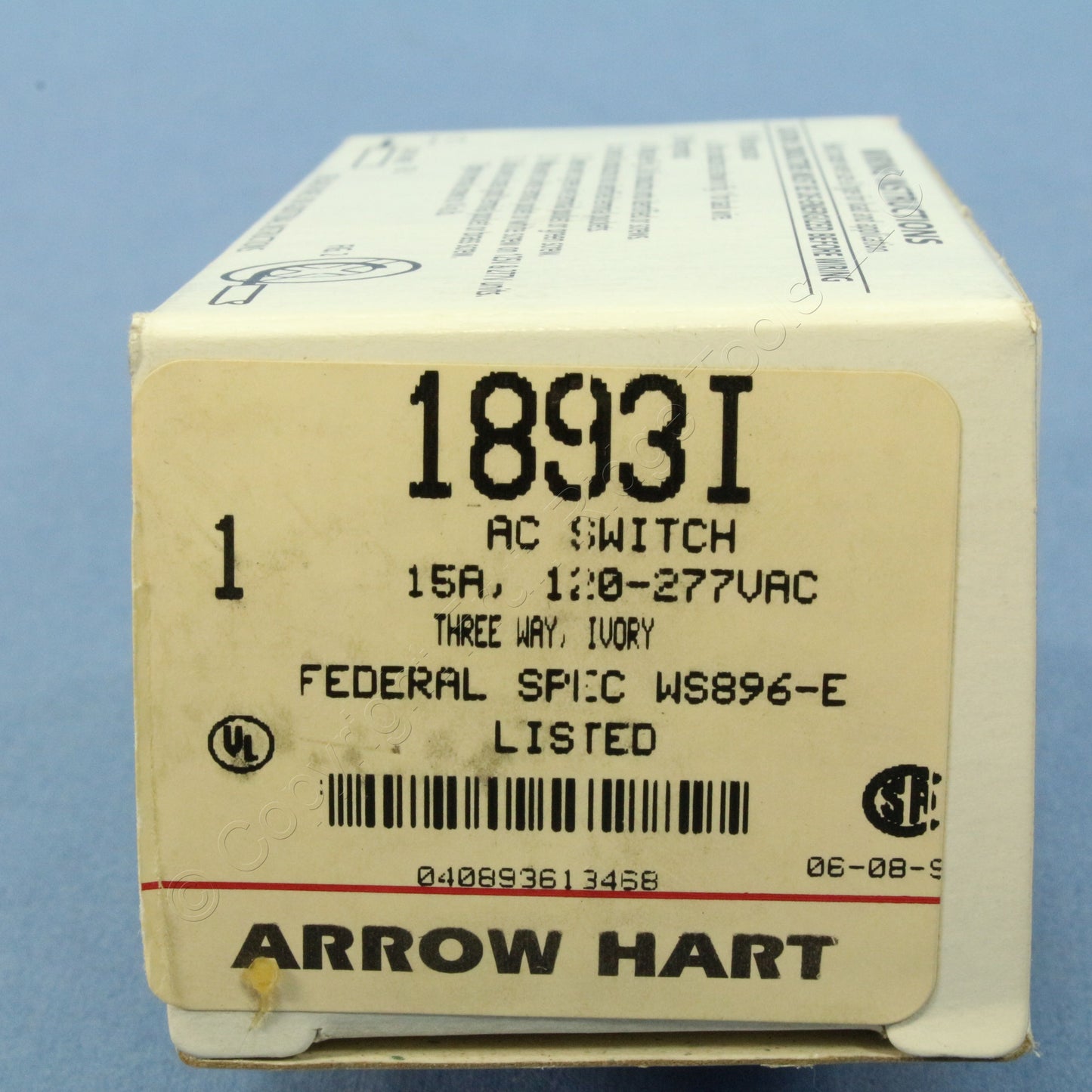 Arrow Hart 1893I Ivory Spec Grade 3-Way Toggle Wall Light Switch Control 15A
