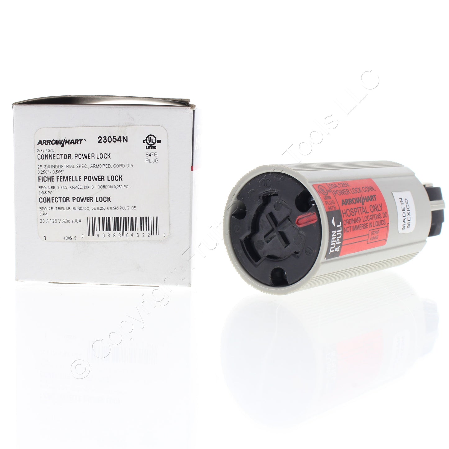 Arrow Hart Nylon Hospital Use Connector Powerlock 2P3W Non-Nema 20A 125V 23054