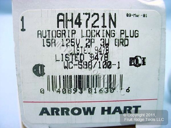 Crouse-Hinds L5-15 Locking Plug 15A 125V 4721N