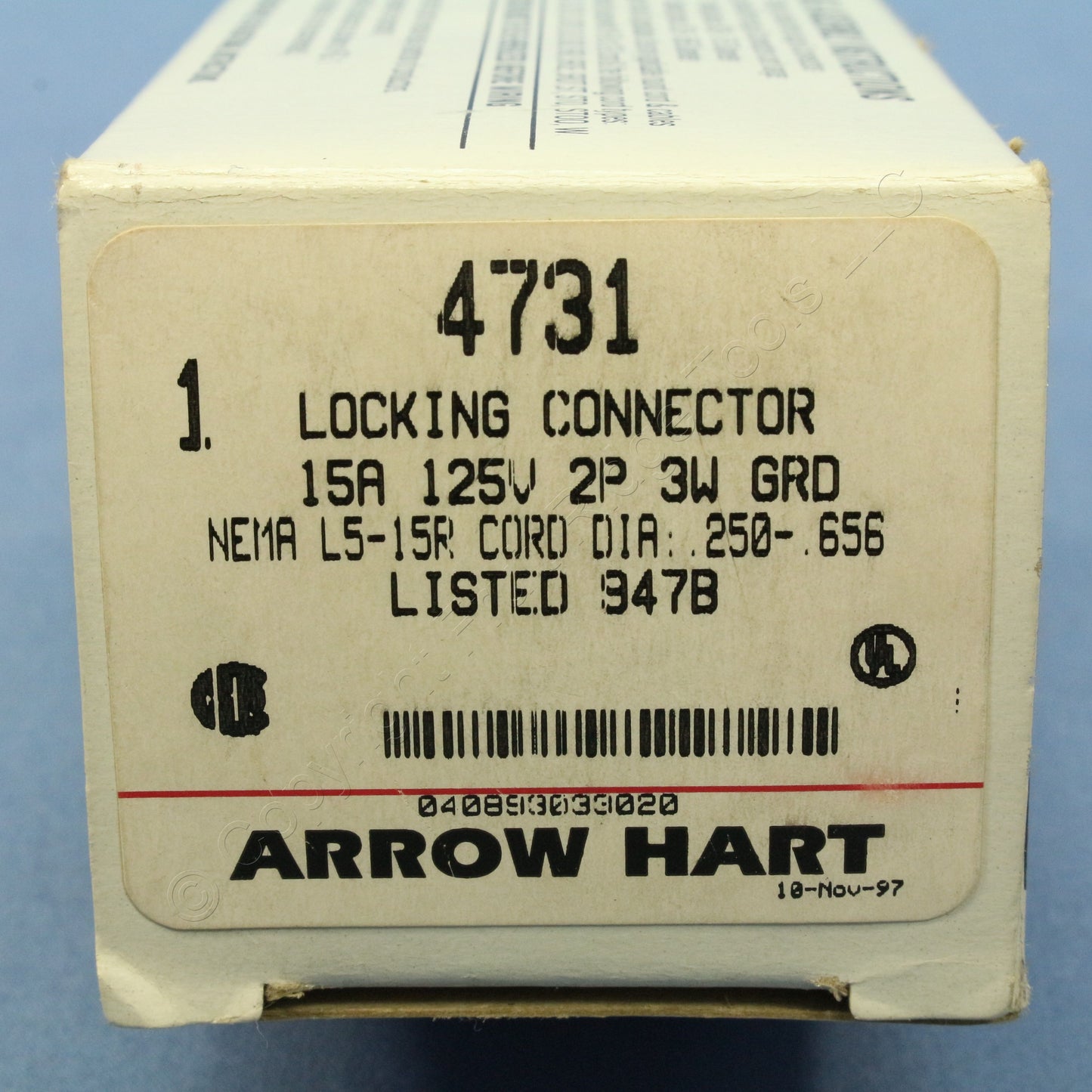 Arrow Hart Twist Turn Locking Connector Grounding NEMA L5-15R 15A 125V 4731