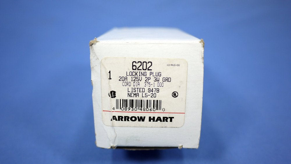 Arrow Hart Twist Turn Locking Power Connector Plug NEMA L5-20P 20A 125V 6202