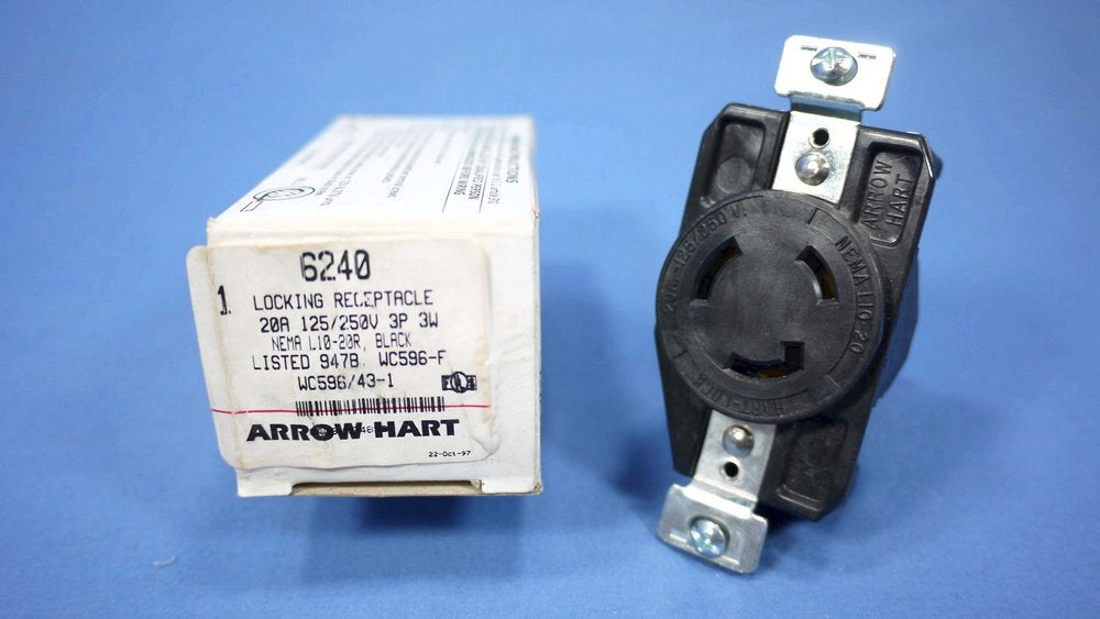 Arrow Hart Twist Turn Lock Outlet Power Receptacle 20A 125/250V Nema L10-20 6240