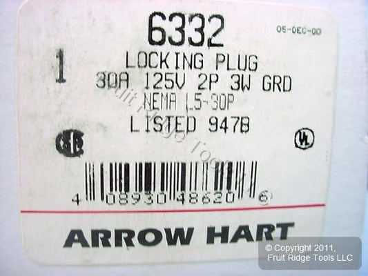 Arrow Hart Crouse-Hinds Twist Turn Locking Power Plug Nema L5-30P 30A 125V 6332