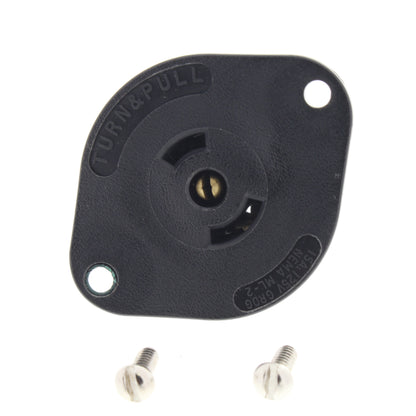 ArrowHart 7596N Black ML2-R Midget Locking Flanged Outlet Plug 15A 125/250V 2P3W