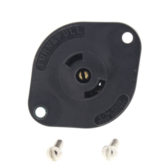 ArrowHart 7596N Black ML2-R Midget Locking Flanged Outlet Plug 15A 125/250V 2P3W
