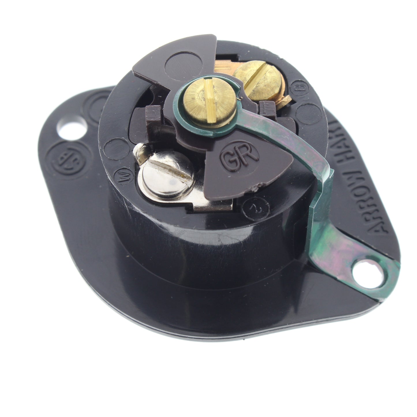 ArrowHart 7596N Black ML2-R Midget Locking Flanged Outlet Plug 15A 125/250V 2P3W