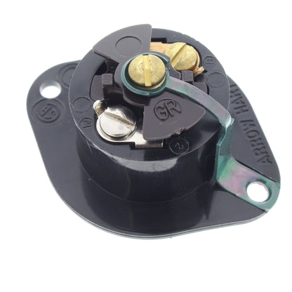 ArrowHart 7596N Black ML2-R Midget Locking Flanged Outlet Plug 15A 125/250V 2P3W