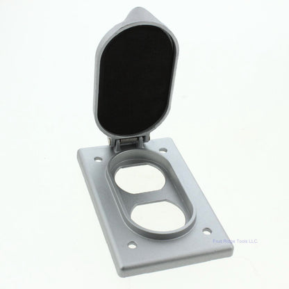 Arrow Hart Aluminum Gray Flip Lid Raised Self Closing Outlet Box Covers 7879FS