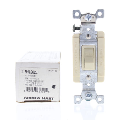 Cooper AH1202I Ivory Industrial Double Pole Toggle Light Switch 15A 120/277V