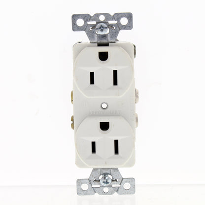 Arrow Hart White Commercial Outlet Duplex Power Receptacle Nema 5-15R 15A CR15W
