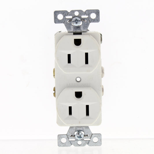 Arrow Hart White Commercial Outlet Duplex Power Receptacle Nema 5-15R 15A CR15W