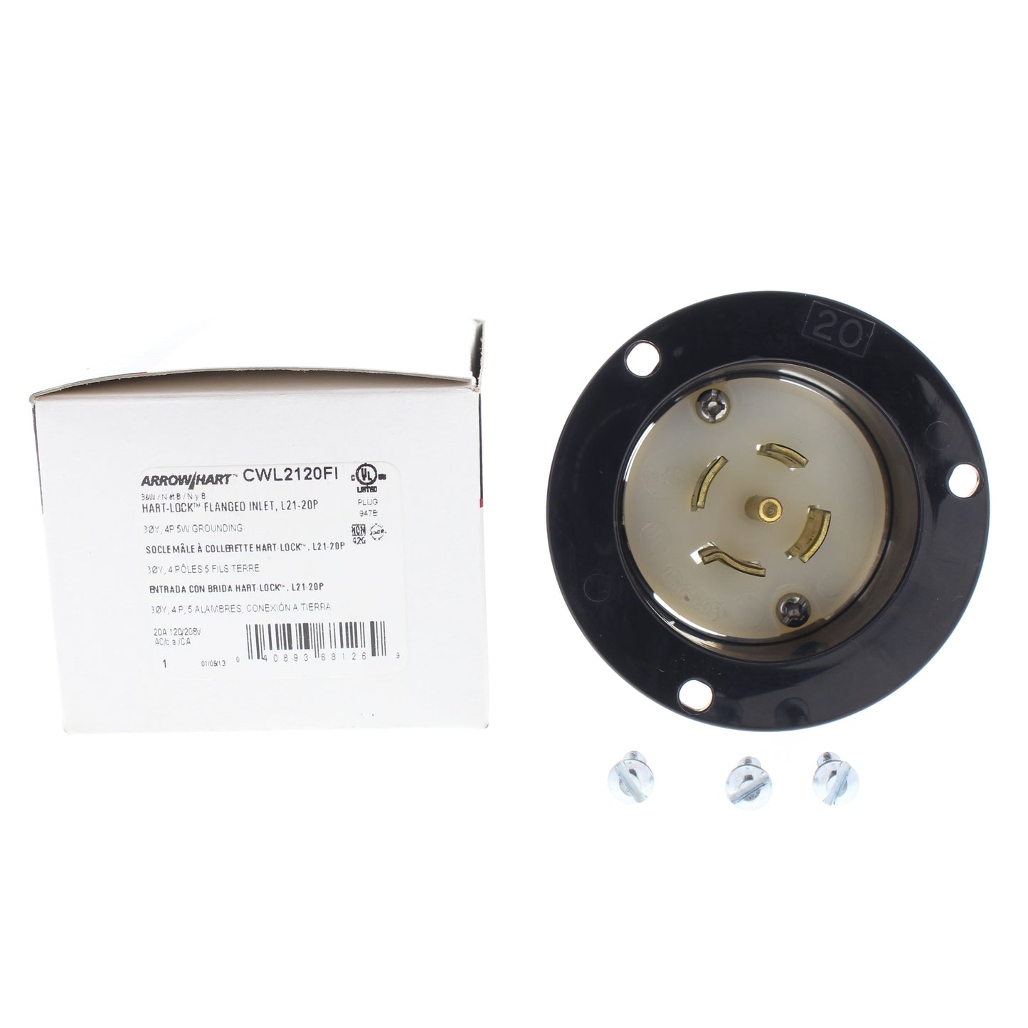 Arrow Hart Industrial Locking Flanged Inlet 20A 120/208V 3�Y CWL2120FI