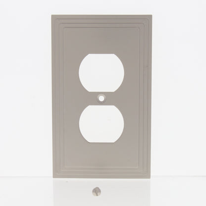 Amerelle 84DN Steps Satin Nickel 1-Gang Duplex Receptacle Wallplate Cast Metal