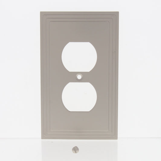 Amerelle 84DN Steps Satin Nickel 1-Gang Duplex Receptacle Wallplate Cast Metal