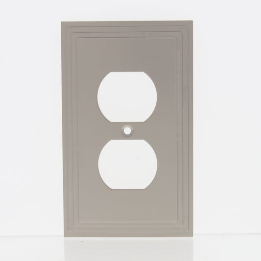 Amerelle 84DN Steps Satin Nickel 1-Gang Duplex Receptacle Wallplate Cast Metal