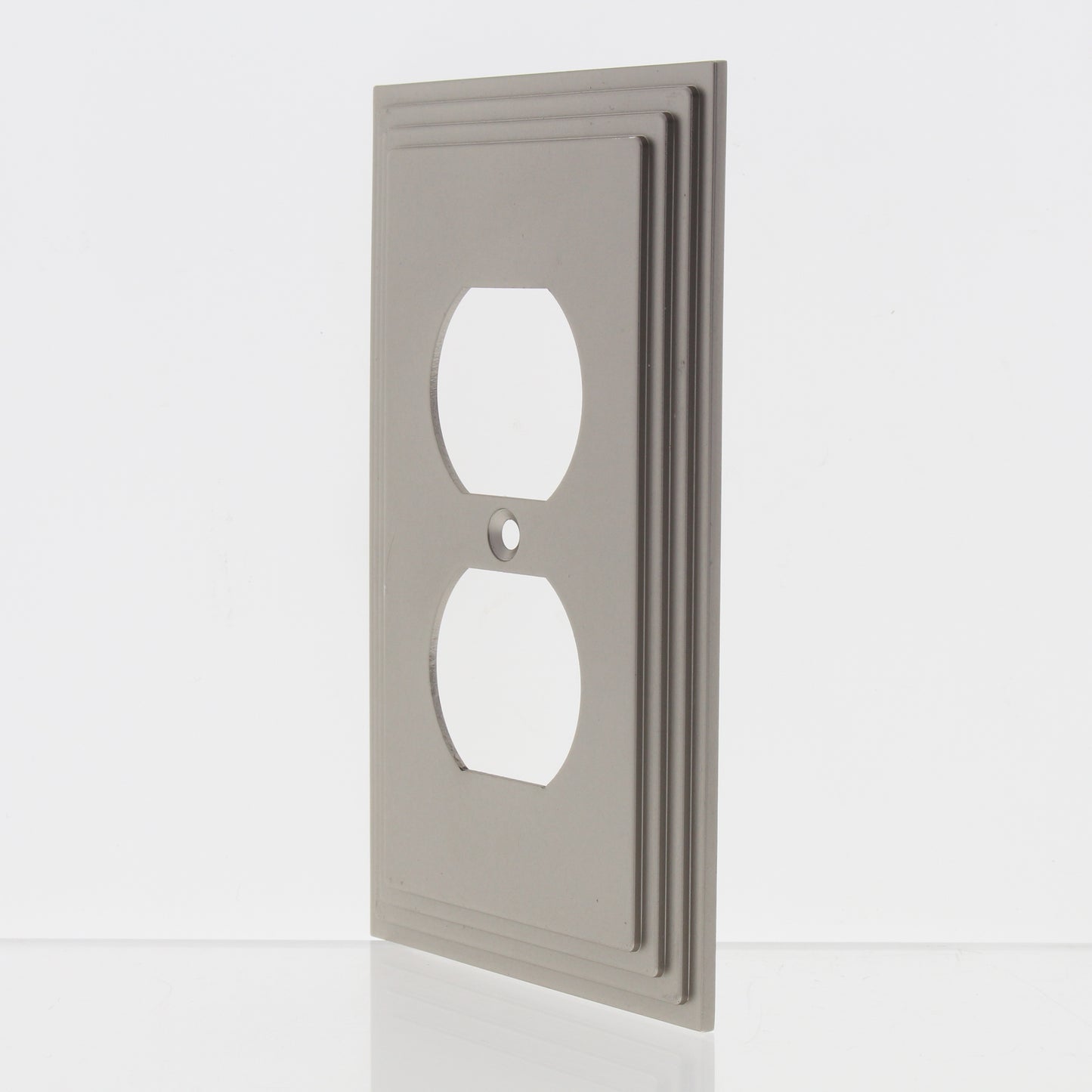 Amerelle 84DN Steps Satin Nickel 1-Gang Duplex Receptacle Wallplate Cast Metal