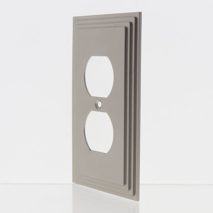 Amerelle 84DN Steps Satin Nickel 1-Gang Duplex Receptacle Wallplate Cast Metal