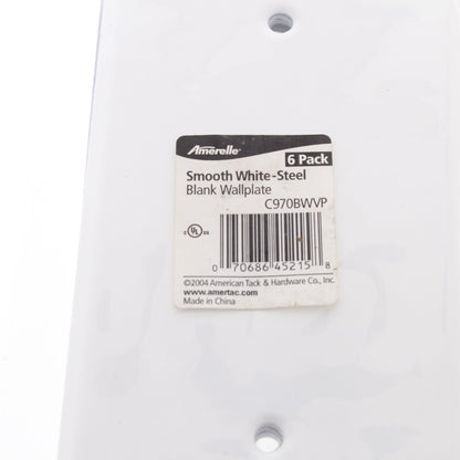 6-Pack Amerelle C970BWVP Smooth White 1-Gang Painted Steel Blank Wallplate Cover