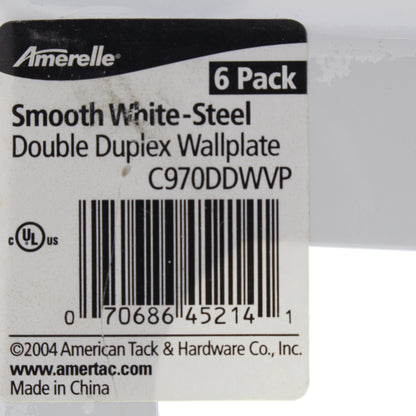 Amerelle  SCRATCHED FADED Smooth White Steel 2 Gang Duplex Wallplate