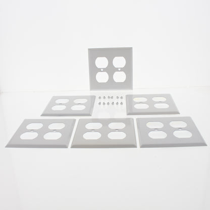 Amerelle  SCRATCHED FADED Smooth White Steel 2 Gang Duplex Wallplate