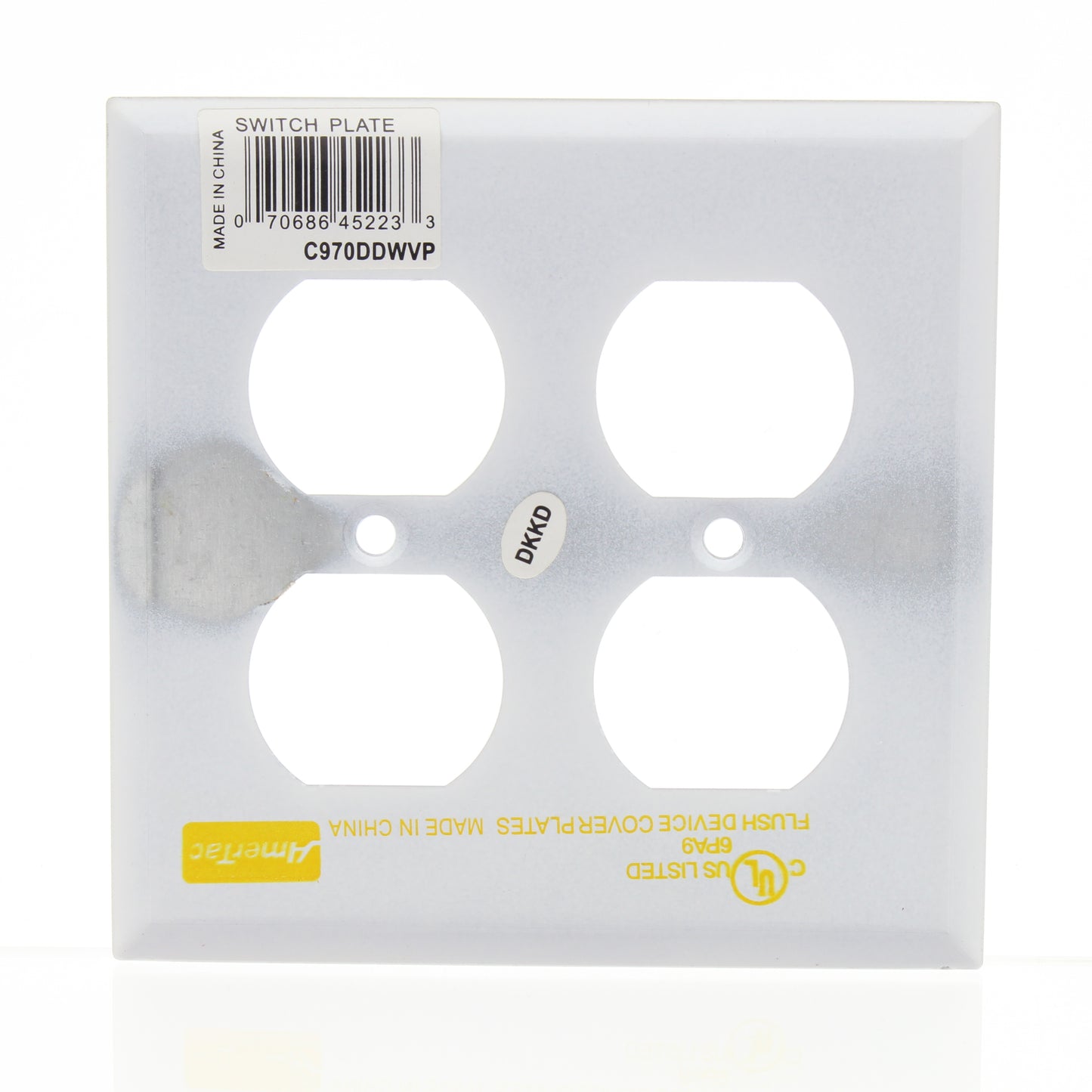 Amerelle  SCRATCHED FADED Smooth White Steel 2 Gang Duplex Wallplate