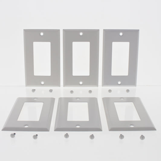 6 Amerelle Smooth White Steel 1-Gang Rocker Switch Cover Wallplates
