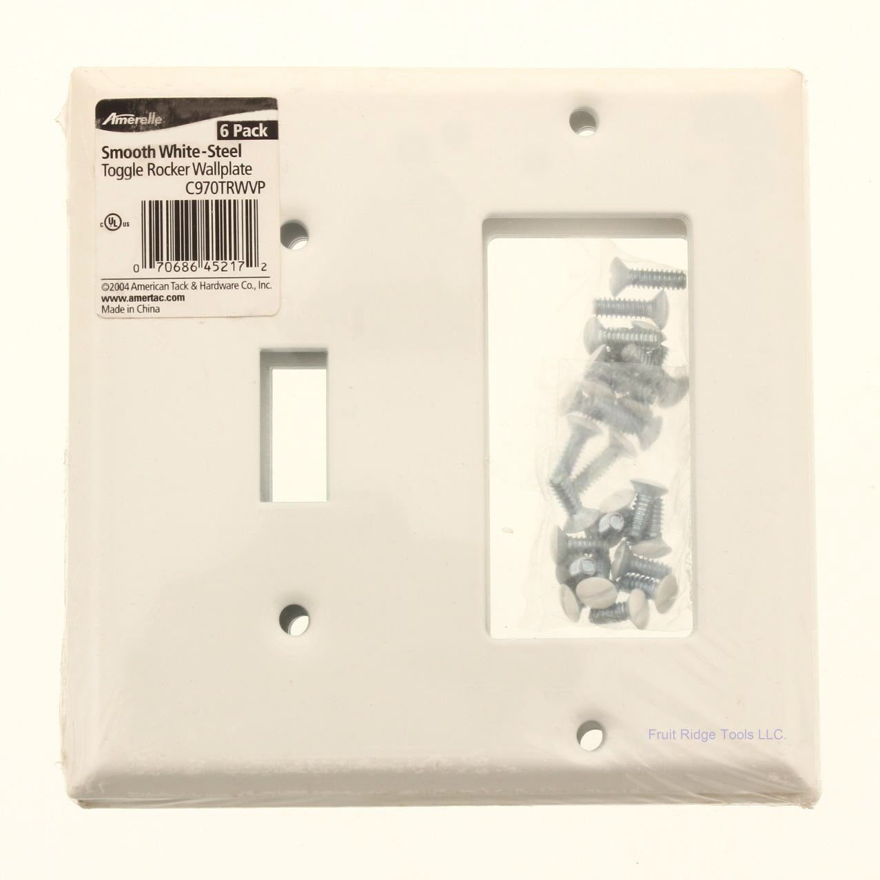 Amerelle C970TRWVP White 2-Gang Toggle Decorator GFCI Steel Wallplate Cover 6pcs