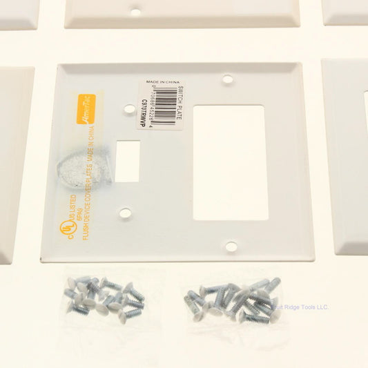 Amerelle C970TRWVP White 2-Gang Toggle Decorator GFCI Steel Wallplate Cover 6pcs