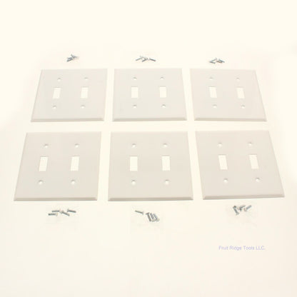 Amerelle C970TTWVP White 2-Gang Toggle Switch Steel Standard Wallplates 6-pack