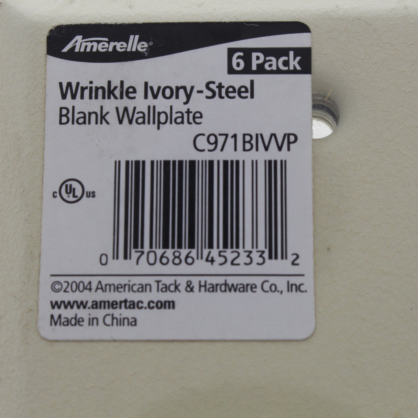 6pk Amertac 1-Gang Wrinkle Ivory Steel Blank Cover Standard Size Wallplates