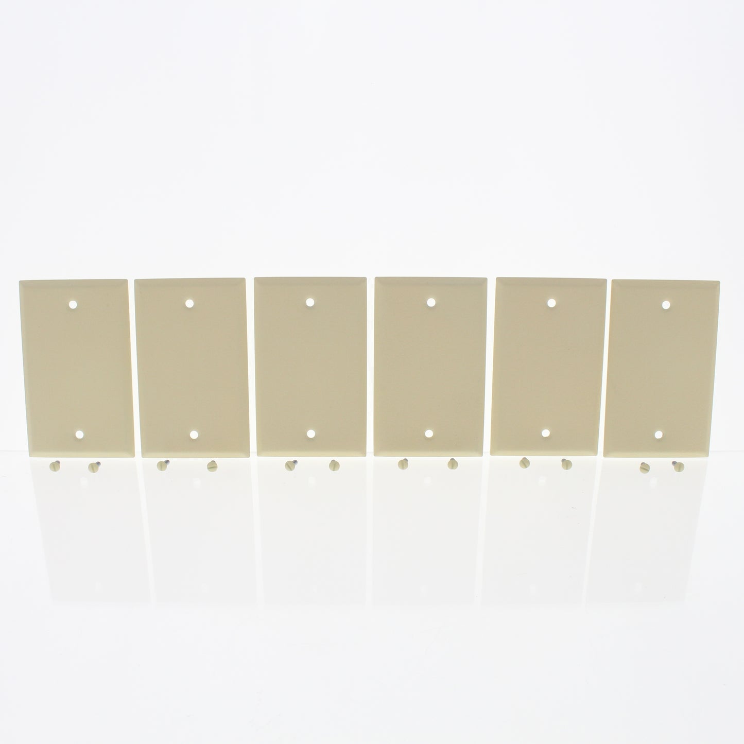 6pk Amertac 1-Gang Wrinkle Ivory Steel Blank Cover Standard Size Wallplates