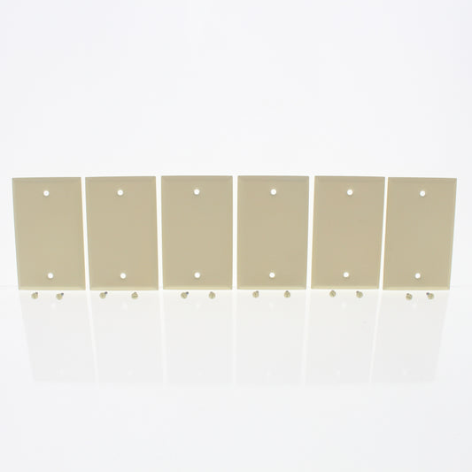 6pk Amertac 1-Gang Wrinkle Ivory Steel Blank Cover Standard Size Wallplates