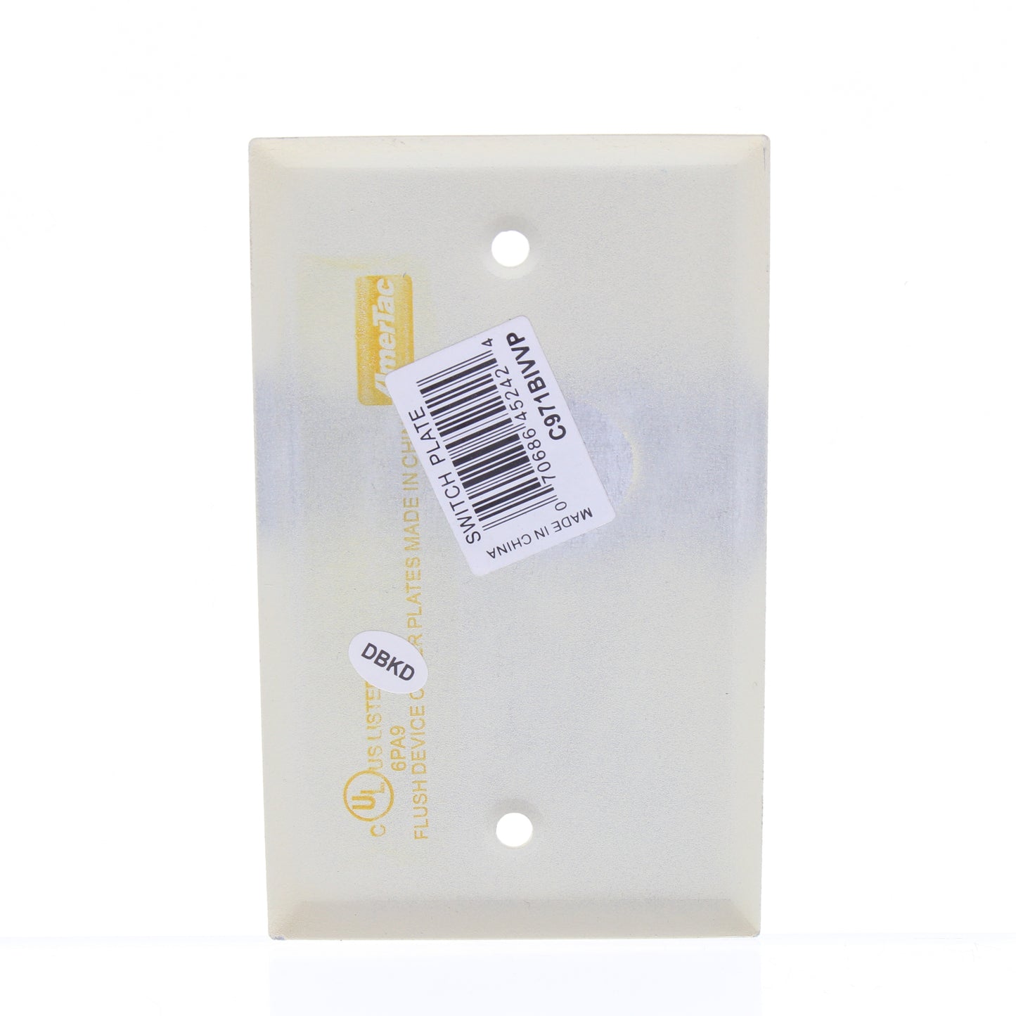 6pk Amertac 1-Gang Wrinkle Ivory Steel Blank Cover Standard Size Wallplates