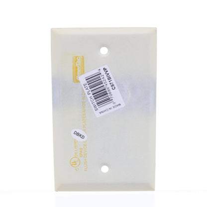 6pk Amertac 1-Gang Wrinkle Ivory Steel Blank Cover Standard Size Wallplates