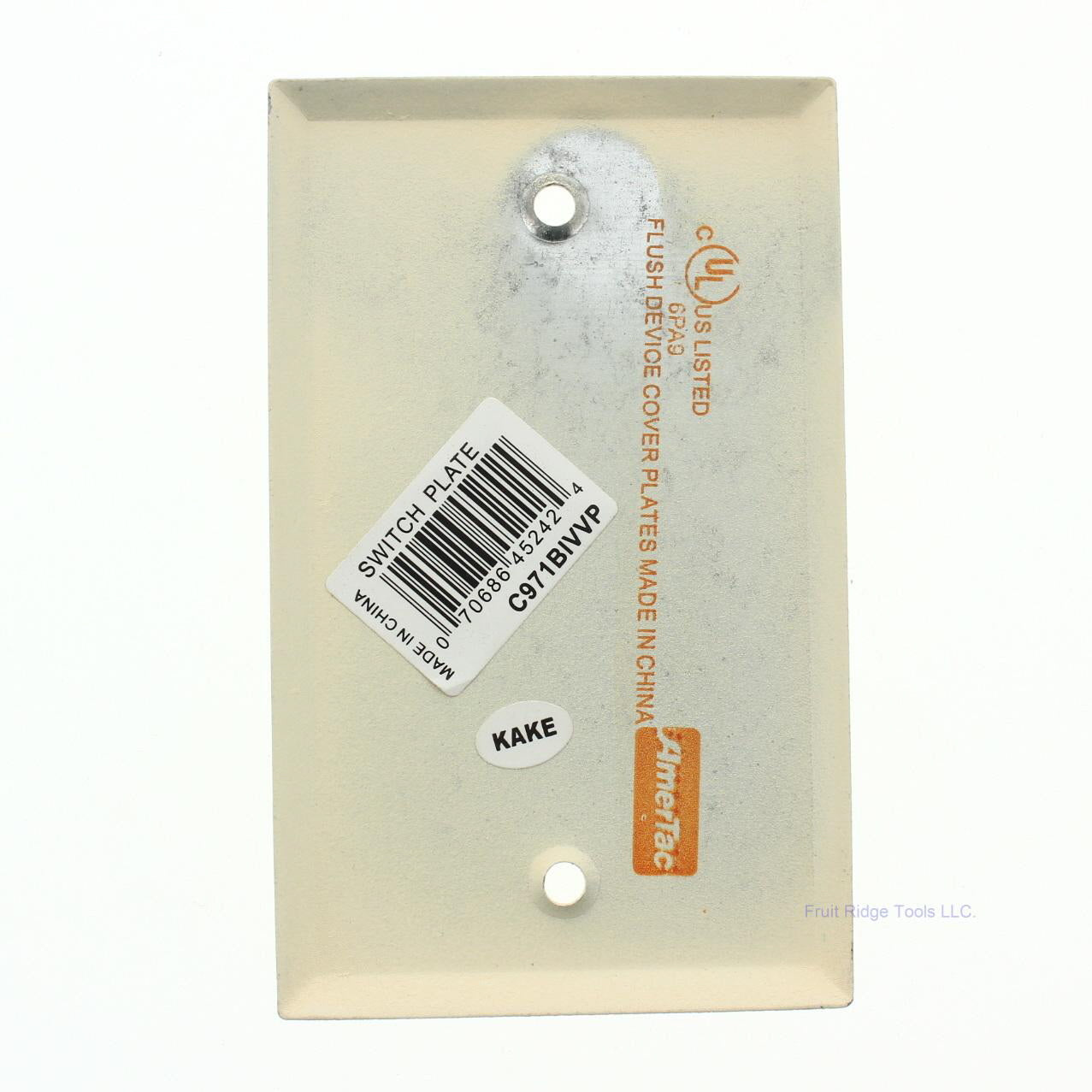 Amerelle C971BIVVP Ivory Blank 1-Gang Metal Cover Wallplate No Mounting Screws