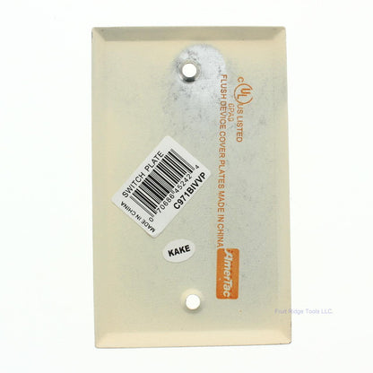 Amerelle C971BIVVP Ivory Blank 1-Gang Metal Cover Wallplate No Mounting Screws