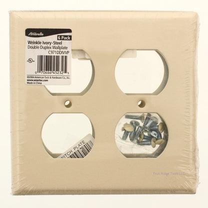 Amerelle C971DDIVVP Ivory 2-gang Duplex Steel Standard Wallplate Cover 6-pack