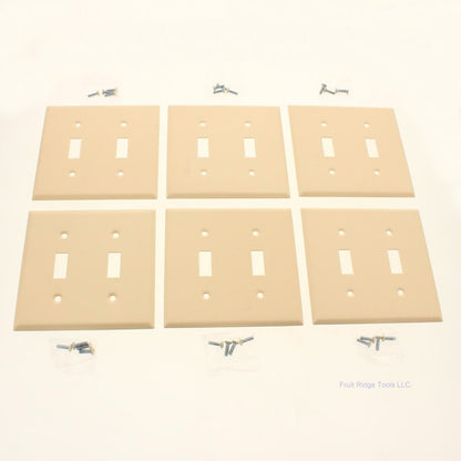 Amerelle C971TRIVVP Ivory 2-gang Toggle Steel Standard Wallplate Cover 6-pack