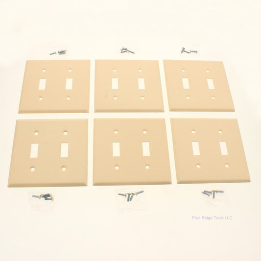 Amerelle C971TRIVVP Ivory 2-gang Toggle Steel Standard Wallplate Cover 6-pack