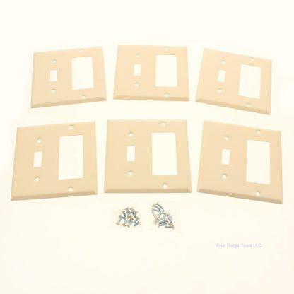 Amerelle C971TTIVVP Ivory 2-Gang Toggle Decorator Steel Wallplate Covers 6pcs