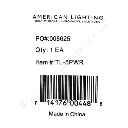 American Lighting TL-5PWR Power Feed Wire Cable 5-Pin Snap Connector