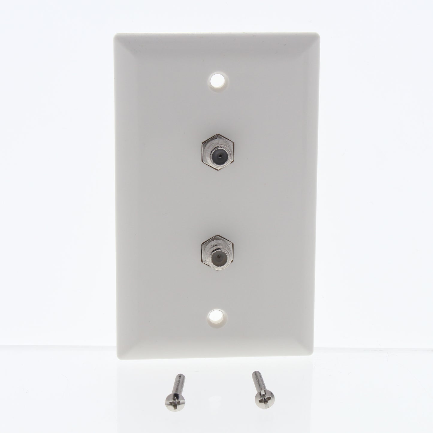 Allen Tel Products White 1-Gang Dual Coaxial Cable Wallplate Video Jack F-Type