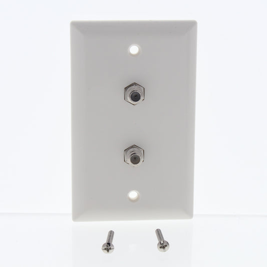 Allen Tel Products White 1-Gang Dual Coaxial Cable Wallplate Video Jack F-Type