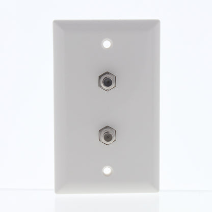 Allen Tel Products White 1-Gang Dual Coaxial Cable Wallplate Video Jack F-Type