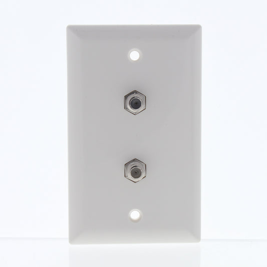 Allen Tel Products White 1-Gang Dual Coaxial Cable Wallplate Video Jack F-Type