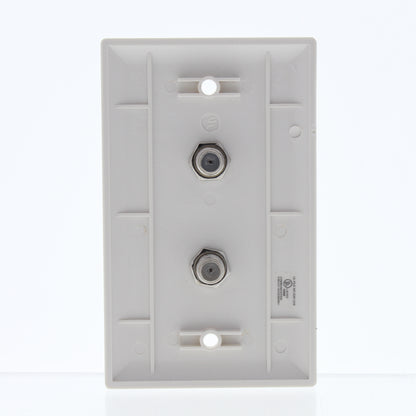 Allen Tel Products White 1-Gang Dual Coaxial Cable Wallplate Video Jack F-Type