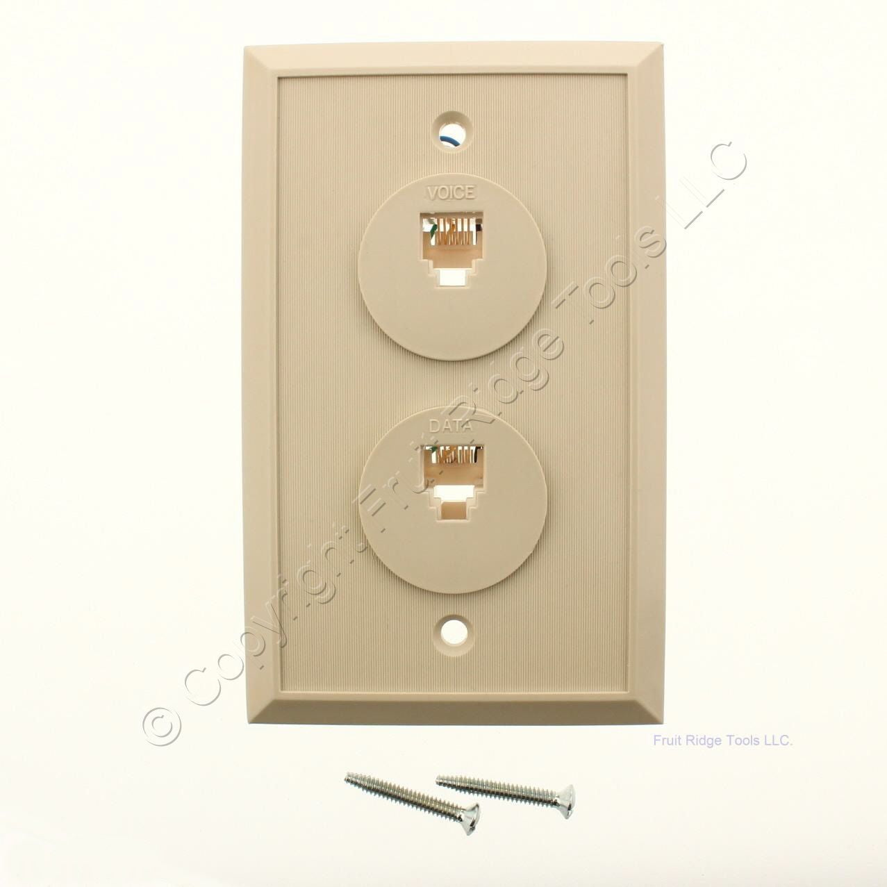 Allen LR64626 Tel Products Ivory 2 Port Telephone Wall Plate Jack Mount